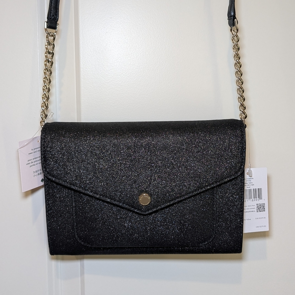π SALE π NWT Kate Spade Tinsel Flap Crossbody Convertible Clutch Glitter - Picture 14 of 16